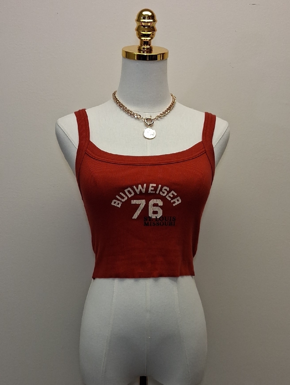 Budweiser ’76 Ribbed Crop Tank Top Size Small